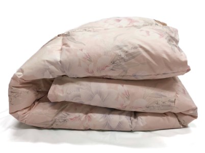 ホワイトダックダウン85%入り(1.0kg使用) 羽毛ふとん シングルサイズ ピンク色 FNU005 [1192]