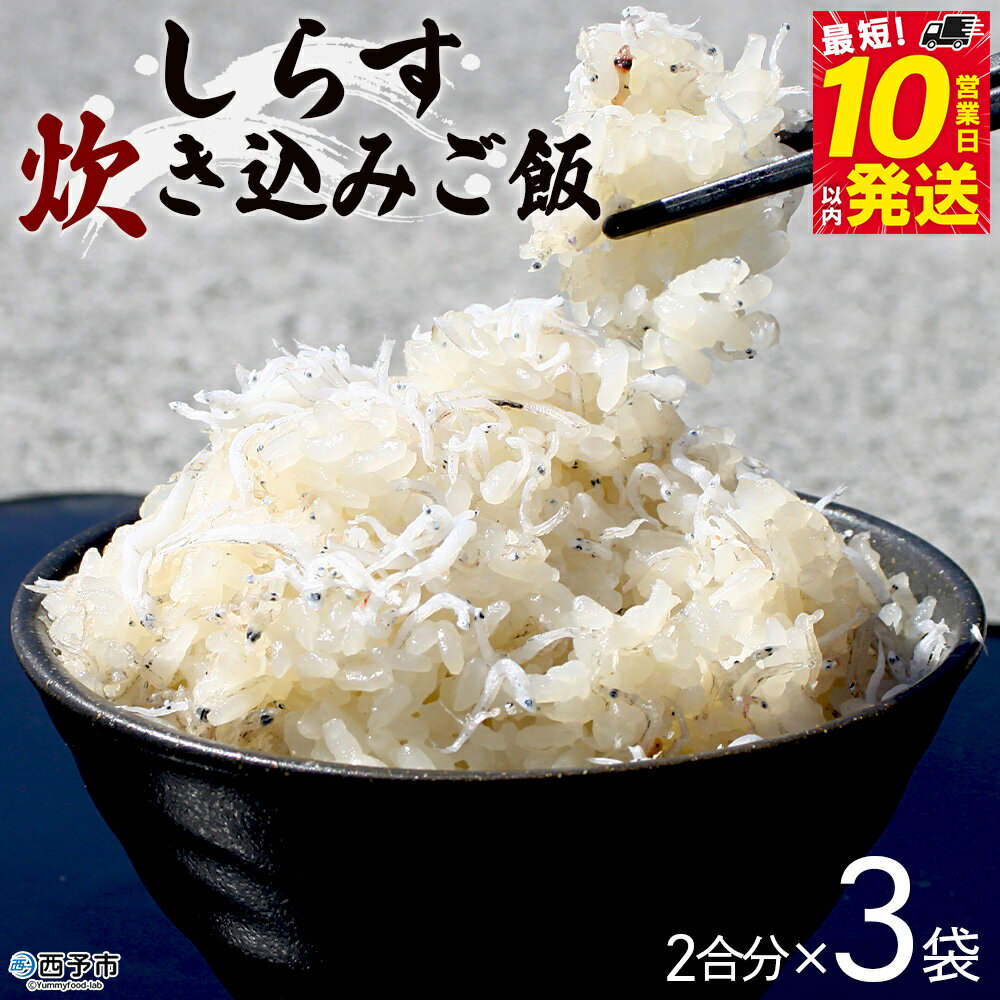 【ふるさと納税】＜しらす炊き込みご飯セット 3袋＞2合用 二合 2～3人前 しらす シラス おじゃこ お魚 おさかな 小魚 魚介類 乾燥 海の幸 海鮮 小分け 個包装 おすそ分け 国産 産地直送 送料無料 特産品 濱田水産 愛媛県 西予市【冷凍】『最短10営業日以内に順次発送予定』