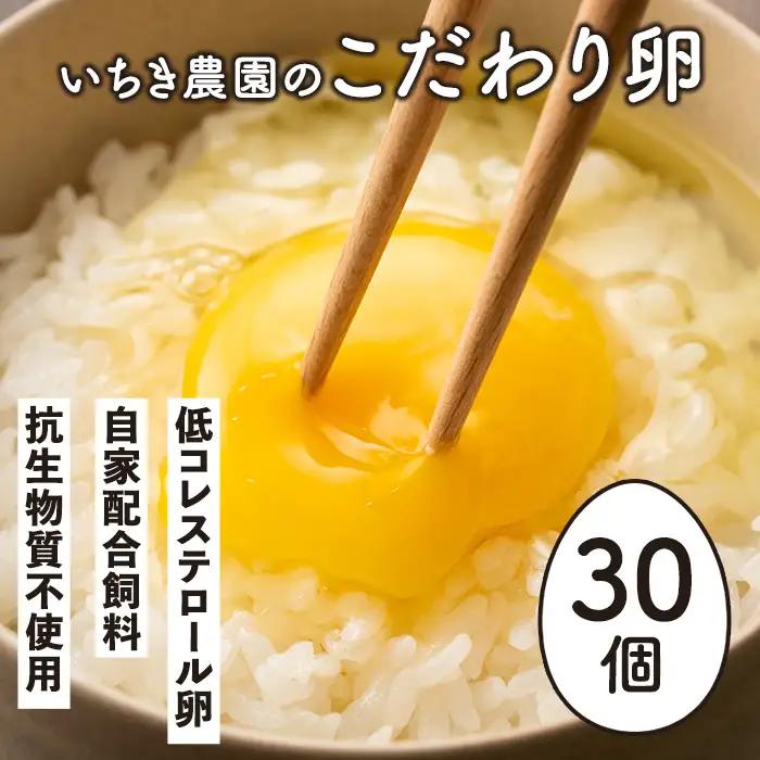 【ふるなびWEEK対象】A0-07 いちき農園のこだわり卵(計30個・10個入り×3パック) 平飼い 鶏 たまご 低コレステロール 抗生物質不使用 卵かけご飯 TKG【いちき農園】