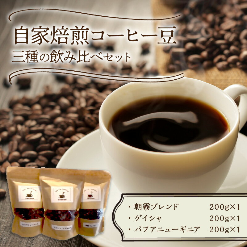 【ふるさと納税】三種の自家焙煎コーヒー豆　飲み比べセット カフェドバルビゾン【016-0011】