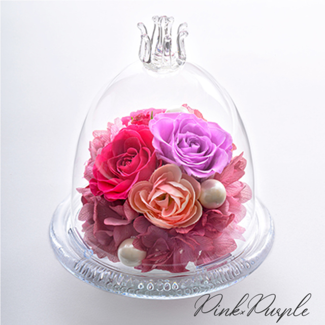 ガラスドームS 花 お花 プリザーブドフラワー ギフト プレゼント お祝い 誕生日 お供え アレンジ インテリア 東京都 墨田区【レッド】