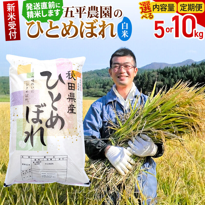 【ふるさと納税】《令和8年産 新米受付》【白米】ひとめぼれ【選べる容量 5kg／10kg＋お届け回数 1回〜】秋田県産 五平農園のひとめぼれ《12月発送予定》 [ひとめぼれ 新米受付 米 お米 こめ 白米 精米 ブランド米 食卓 おにぎり 秋田県産]