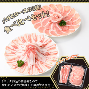 鹿児島県産豚肉スライス(バラ・ロース)2種食べ比べセット(合計2kg・250g×8P)  豚肉 豚バラ 豚ロース【株式会社羽根】A726