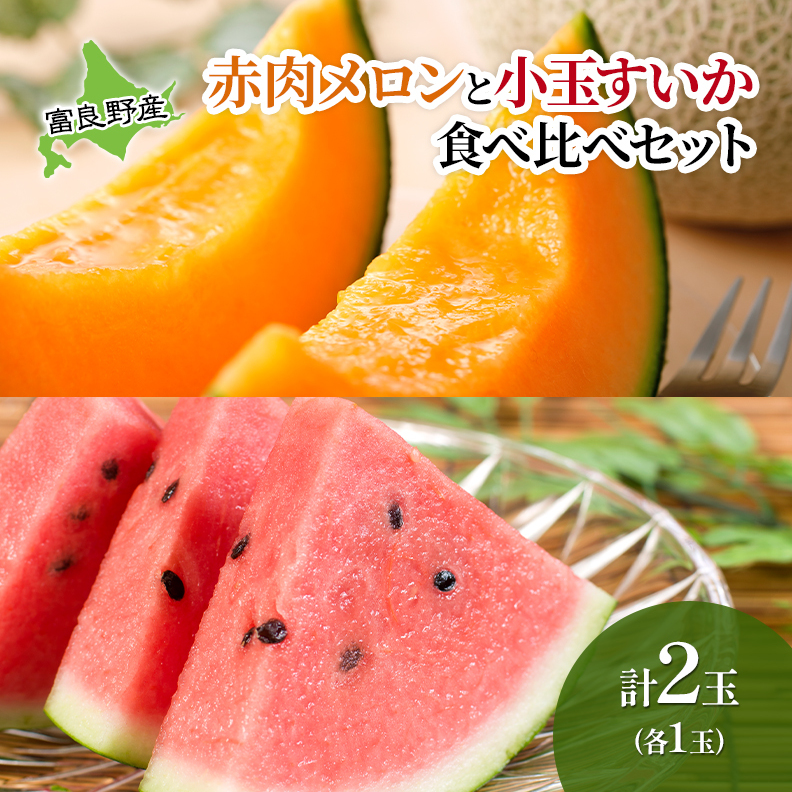 【2026年夏発送】 メロン スイカ 富良野の旨さ 赤肉メロン と 小玉すいか セット 各1玉 北海道 ふらの めろん すいか 西瓜 甘い ジューシー