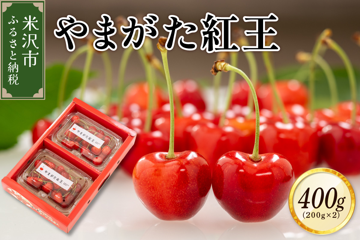 
                  【先行予約】 令和8年産 さくらんぼ やまがた紅王 400g ( 200g × 2パック ) バラ詰め 2L ～ 3L 2026年6月下旬～7月上旬頃 お届け予定 山形県 米沢市
                