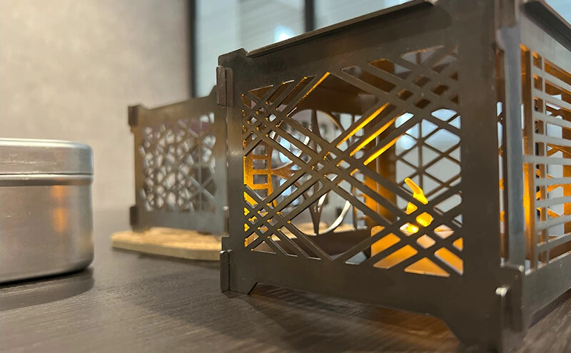 まちの鉄工所が作る！ 多用途アウトドア商品 和柄シェード・ランタン・行燈・五徳  Bセット おしゃれ オリジナル アウトドア キャンプ ランタンシェード 照明  120002