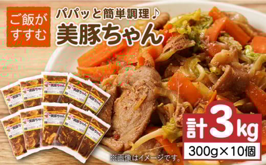 7日程度発送）美豚ちゃん300g×10個 五島市/長崎フードサービス[PEL013] 簡単 調理 豚肉 豚 レトルト パック 小分け 国産 焼肉 加工 肉 レトルト 簡単 おかず スピード 年内発送 最短 最速 発送