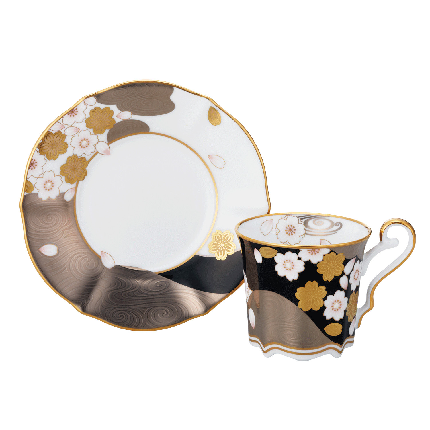 あやみなも コーヒーカップ＆ソーサー（夜桜金銀彩） H1119_イメージ2