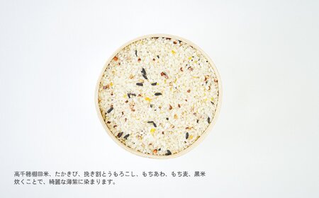 藤の花色に染まる六穀米「藤六穀（ふじろっこく）」 高千穂棚田米 たかきび 挽き割とうもろこし もちあわ もち麦 黒米 紫色 雑穀米 高千穂 宮崎 世界農業遺産 特選雑穀米 ヒノヒカリ 椎葉 諸塚 日の