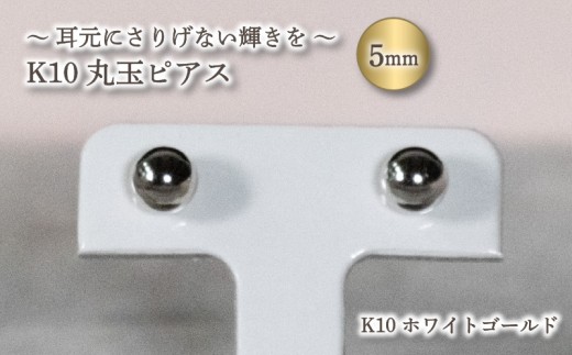 丸玉ピアス (5.0mm) K10 ホワイトゴールド | ピアス ゴールド ジュエリー ピアス アクセサリー ピアス ジュエリー 母の日 記念日 プレゼント 愛媛県 松山市