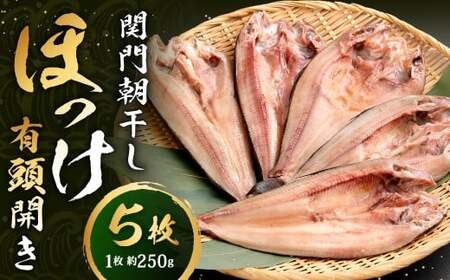 関門朝干し ほっけ有頭開き 特大 5枚 計約1.25kg ほっけの開き ホッケの開き 有頭 干物 ひもの 冷凍 福岡県 北九州市