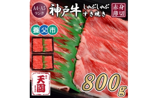 ＜ふるさと納税＞＜肉の天園＞神戸牛 赤身 しゃぶしゃぶすき焼き800g【1703180】