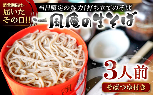 【先行予約】一風庵の生そば3人前【生そば 3人前 そばつゆ付き セット 蕎麦 玄そば 出雲そば そば 国産 無添加 手打ち 打ち立て 冷蔵配送 自家製 石臼挽き こだわり 人気 生麺 麺類 和食 食品 健康 美容 季節限定】