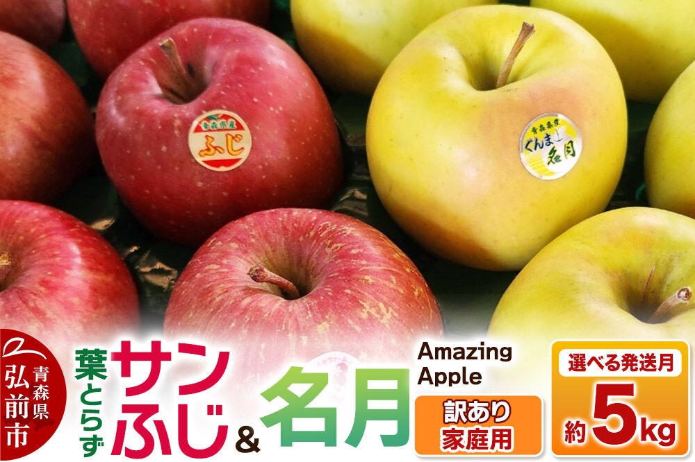 
                  【寄附金額見直しました】りんご 葉取らずサンふじ＆名月 詰め合わせ【訳あり】家庭用 約5kg【選べる発送月】 [りんご サンふじ 葉とらず ふじ 名月 訳あり 家庭用 選べる 5kg 詰め合わせ セット アップル おいしい 果実 果物 美味 葉っぱ 林檎 青森県 弘前市]
                
