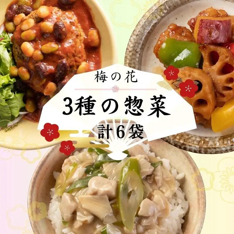 梅の花 お惣菜3種セット  (黒酢あん/和風あん/トマト煮込み豆腐ハンバーグ)  京都 井手町 梅の花【 惣菜 】  【218】