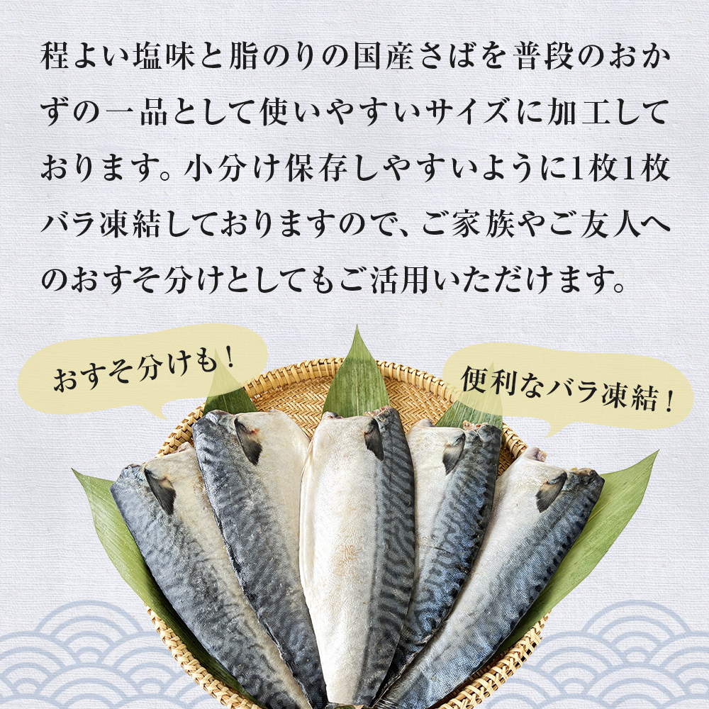 国産 塩さば フィーレ 約160～200g 5枚 サバフィレ 鯖 サバ さば フィレ 切り身 塩サバ 特大 バラ凍結 冷凍 魚 魚介
