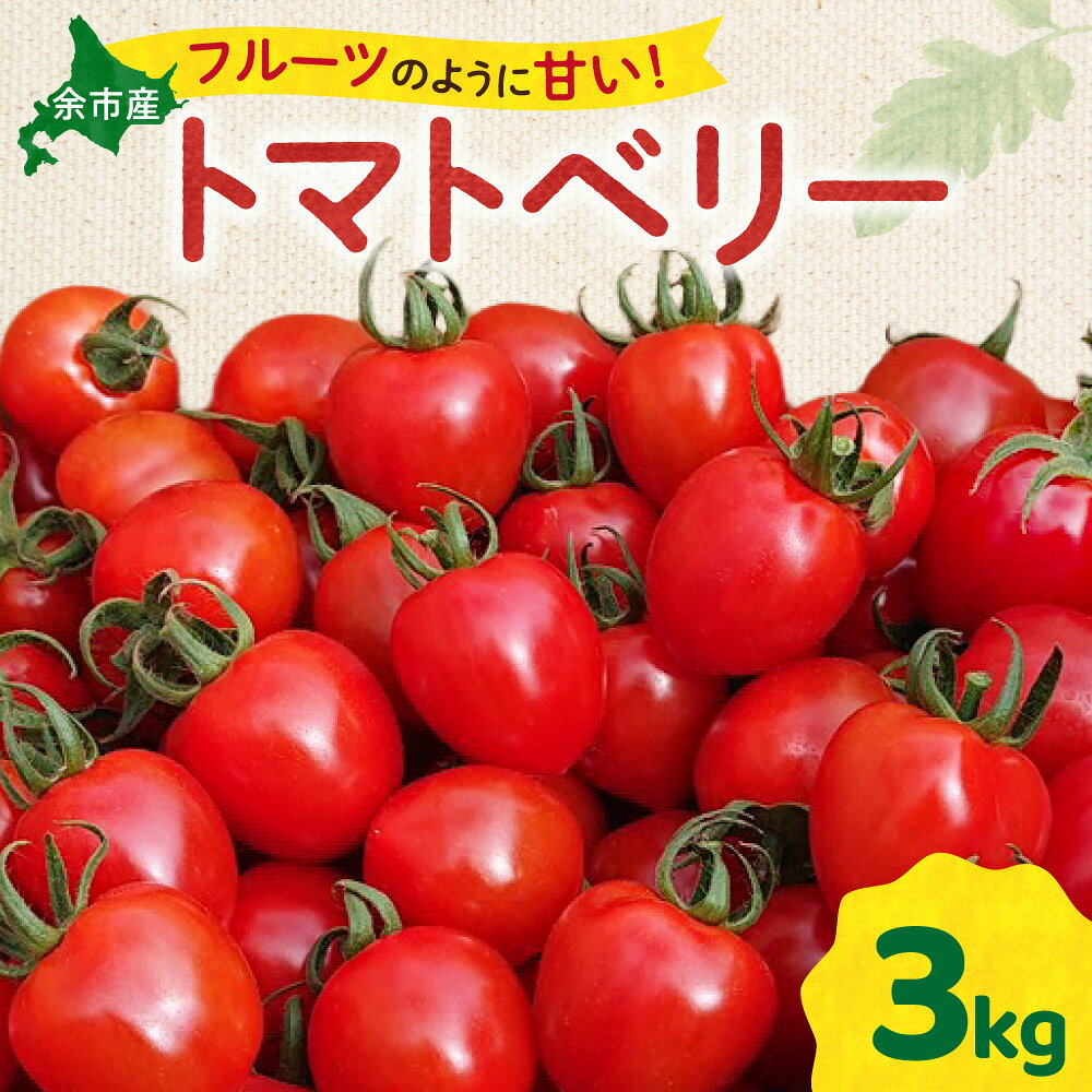 【ふるさと納税】いちご型ミニトマト 「トマトベリー」 3Kg 自根栽培 濃厚 野菜 寒暖差 甘い 子供 サラダ 北海道 余市 送料無料