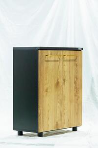 大川家具　シューズボックス　ゾロ ロータイプ 800L（NA) 幅80cm 高さ93.8cm ブラック基調 モダン 　国内製造