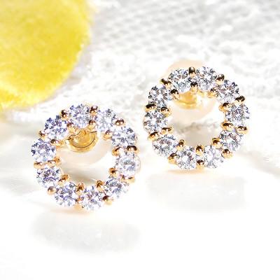 ふるさと納税 韮崎市 ピアス K18YG ゴールド ダイヤ 0.80ct サークルピアス スタッド【f208-k18yg】 |  | 03