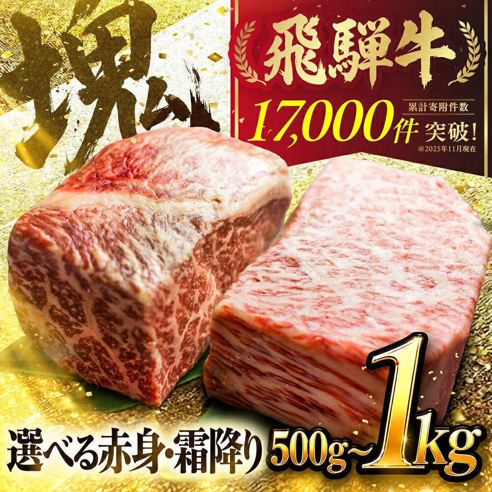 飛騨牛 ブロック肉 1kg(霜降り500g/赤身500g) 訳あり 部位お任せ