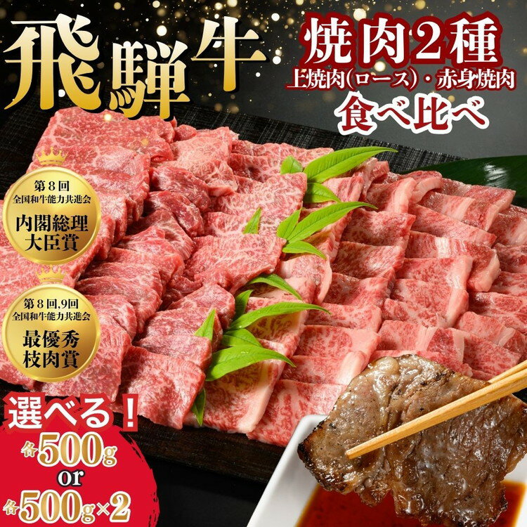 【ふるさと納税】 ＼選べる内容量／ 飛騨牛　焼肉2種食べ比べ （上焼肉（ロース）、赤身焼肉） | 牛肉 国産 和牛 牛 ブランド牛 国産牛 焼肉用 焼き肉用 赤身 赤身肉 用 ご褒美 贅沢 お取引せ グルメ 年末 年始 BBQ 飛騨 ※離島への配送不可