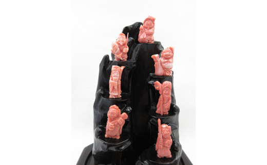 桃珊瑚　七福神置物　円柱ケース（fok-2）