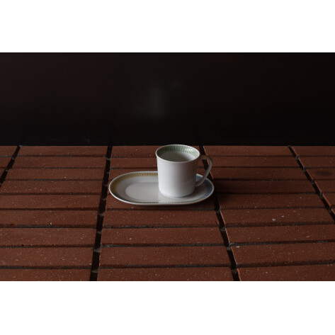 1616/ PC Mug Green & Oval Plate 200 セット 有田焼 器 食器 オーバルプレート 皿 白 ホワイト マグカップ A25-315_イメージ2