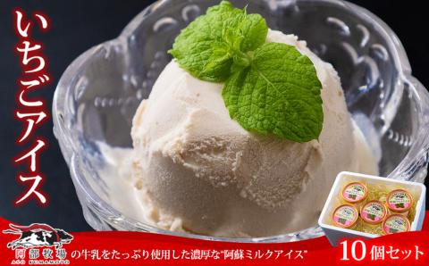 牧場直送！阿蘇ミルクアイスセット イチゴ10個 阿部牧場 牧場 アイス 10個 牛乳 ミルク MILK 乳製品 三ツ星 人気 濃厚 こだわり イチゴ いちご 詰め合わせ スイーツ デザート 熊本 阿蘇