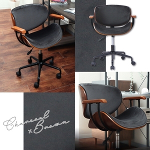 肘付曲木オフィスチェア Smil-lene- ネイビー/ブラウン