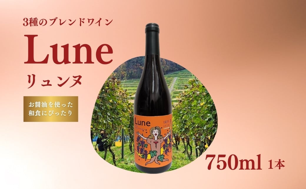 
                  赤ワイン<リュンヌ> 750ml×1本 ｜ ワイン ライトボディ メルロー カベルネ・ソーヴィニヨン・カベルネ・フラン  ブレンド 国産 千曲市 長野県産 信州
                