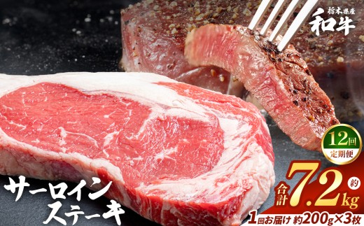【定期便12回】栃木県産和牛 サーロインステーキ 約200gx3枚  | 定期便 牛肉 和牛 ステーキ サーロイン ステーキ ステーキ用 旨味 美味しい 肉 お肉  栃木県共通返礼品 栃木県 真岡市