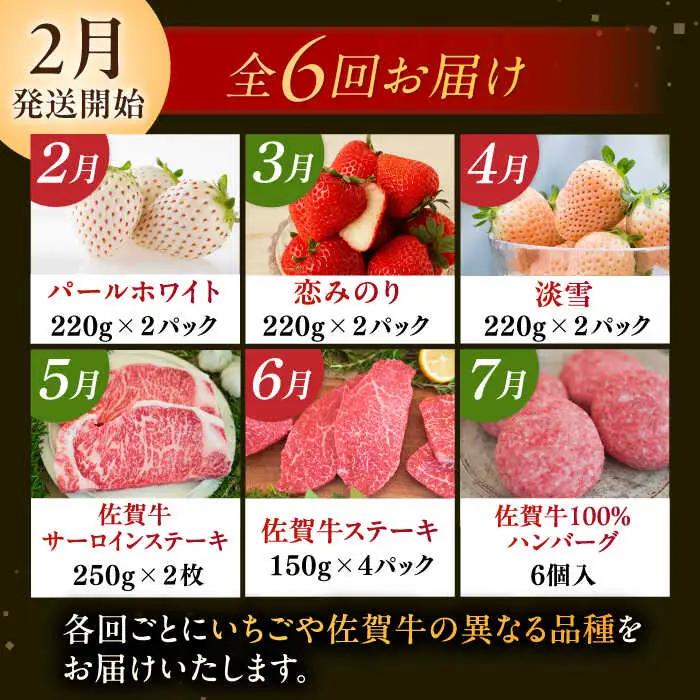 【2027年発送分 先行予約】【全6回定期便】佐賀県の生産者を応援！いちごと牛肉定期便 / いちご 牛肉 / 佐賀県ふるさと納税 [41AAZZ007]