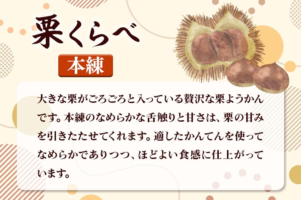 栗くらべ 3種セット（本練・小倉・抹茶）各1本 栗ようかん 栗羊羹 栗