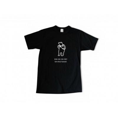 ふるさと納税 斜里町 「知床トコさん」×久米繊維　コットンTシャツ　カメラ柄/黒　Lサイズ　半袖