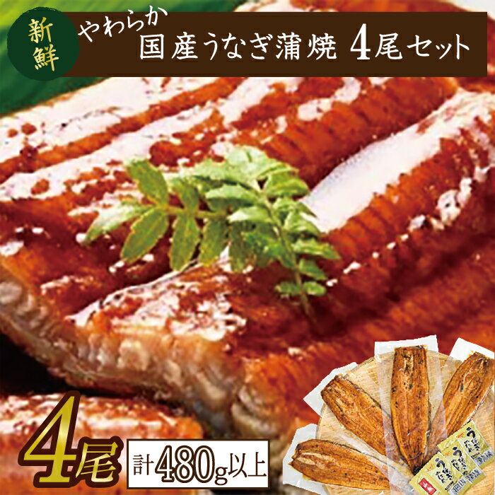 【ふるさと納税】やわらか国内産うなぎ蒲焼満足サイズ！120～140g 4尾　計480g以上|うなぎ 鰻 蒲焼 満足 茨城県 行方市(AD-83-1)