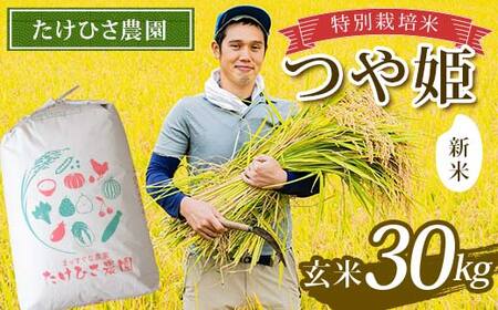 【令和8年産 新米 先行予約】 特別栽培米 つや姫 (玄米) 30kg 《令和8年9月中旬～発送》 『たけひさ農園』 山形南陽産 米 ご飯 農家直送 山形県 南陽市 [2364-R8]