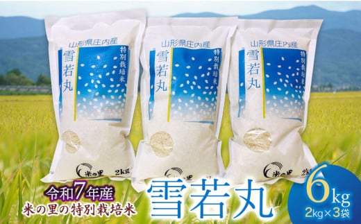 【令和7年産先行予約】 米の里の特別栽培米雪若丸 精米 6kg(2kg×3袋)　山形県鶴岡市産　K-763