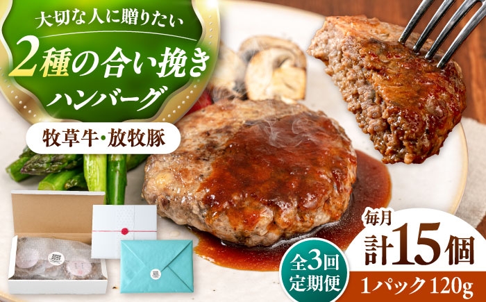 
                  【全3回定期便】【牧草牛×放牧豚】ハンバーグ 15個 《厚真町》【GOODGOOD株式会社】 ハンバーグ ギフト 牛肉 豚肉 ジビエ 小分け 冷凍配送 贈り物 プレゼント 北海道 [AXBP043]
                