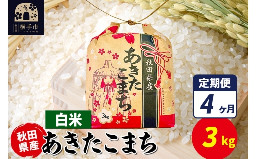 《定期便4ヶ月》あきたこまち 3kg×1袋【白米】令和7年産 秋田県産 こまちライン [こまちライン あきたこまち ブランド米 お米 白米 精米 米どころ 秋田 秋田県産]