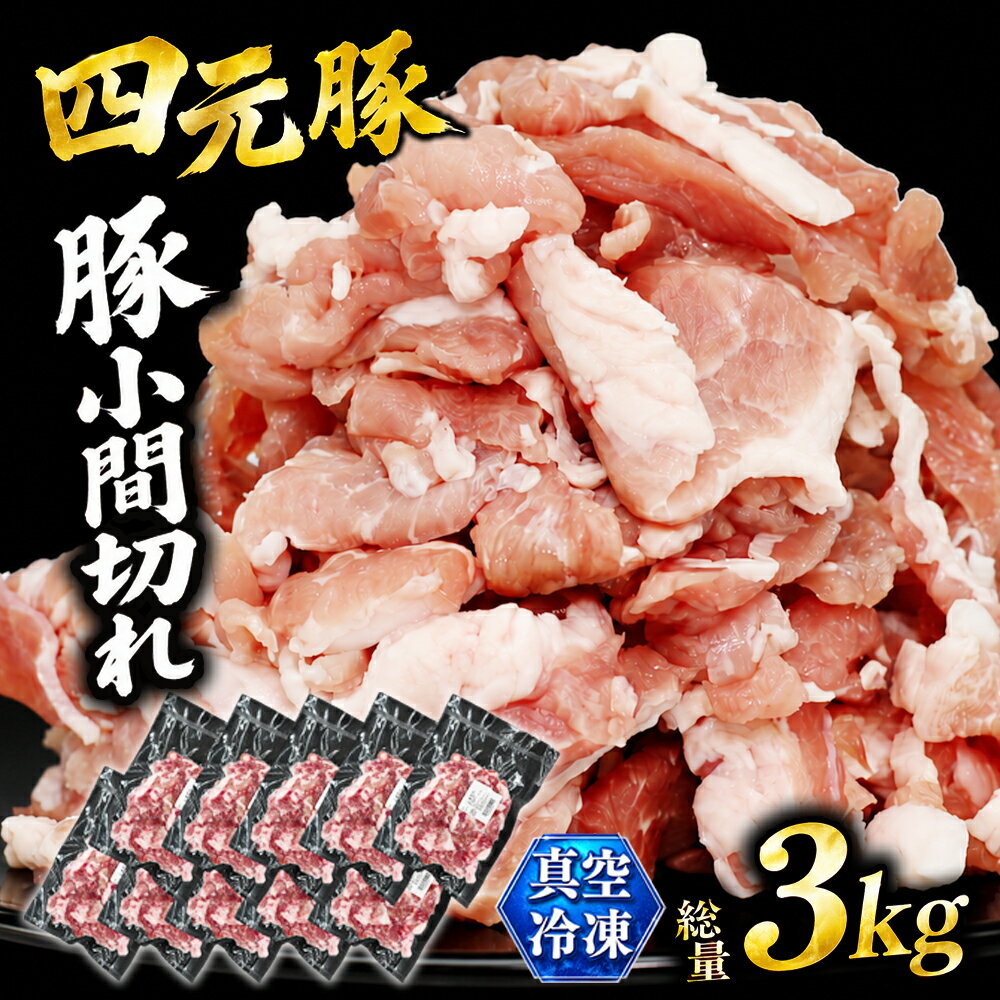 【ふるさと納税】 豚肉 四元豚 おすすめ ありすぽーく 小間切れ 小分け セット 総量3000g ／ 3kg 3キロ 豚 豚小間 肩 ウデ モモ 切り落とし 肉 こま切れ 個包装 使い切り 真空パック トレーなし 時短 送料無料 精肉 国産 ポーク 炒め物 焼肉 焼き肉 煮物 鍋 岩手県 滝沢市