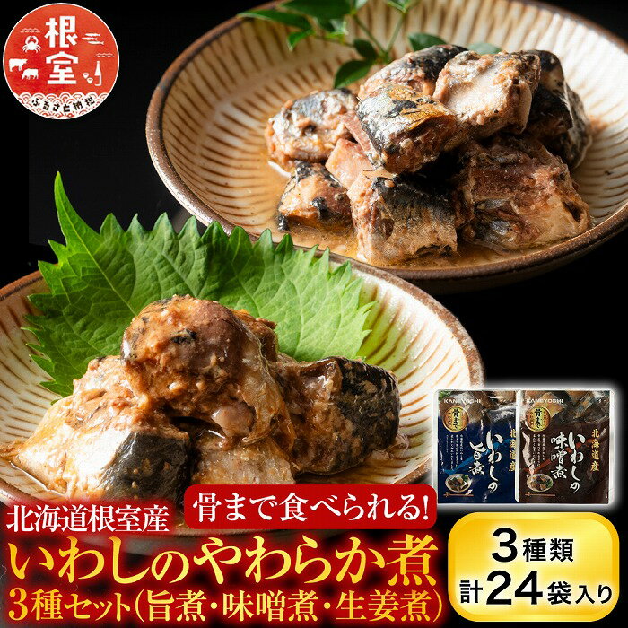 【ふるさと納税】 [北海道根室産] 骨まで食べられる！いわしのやわらか煮 3 種セット ( 旨煮・味噌煮・生姜煮 ) いわし イワシ 鰯 さかな 魚 サカナ お取り寄せ グルメ 海鮮 おかず ご飯のお供 北海道 根室市 ふるさと納税 A-09031