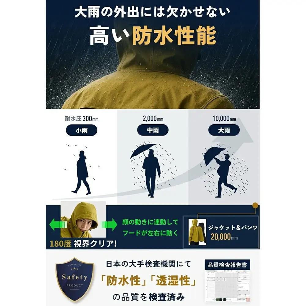 【リュックも濡れない】 レインウェア 上下セット メンズ　ネイビー M　【12203-0448-1】