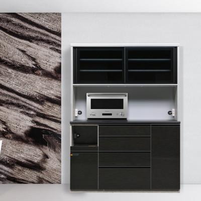 ふるさと納税 大川市 オッド 幅150cm 石目調 スリムキッチンボード食器棚 ムラミグレー・ブラックの2色対応 |  | 01