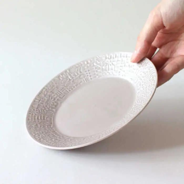 【波佐見焼】PATTERNED PLATE,MUG セット greige 【BIRDS’ WORDS】[CF089]