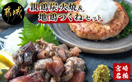 【宮崎名物】親鶏炭火焼＆地鶏つくねセット - 地頭鶏(じとっこ)地鶏 つくね 親鶏もも＆むね炭火焼 冷凍 鍋 つくねハンバーグ 鶏肉 おかず お弁当のおかず MJ-7808