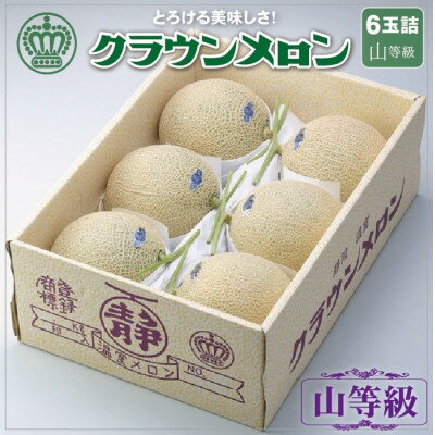 【ふるさと納税】【通年出荷】クラウンメロン(山等級)　6玉詰【配送不可地域：離島・北海道・沖縄県】【1104739】