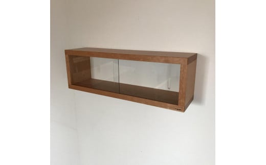 【ボックスシェルフ：壁に取り付ける(引っ掛ける)家具 ガラスの引き戸】棚 シェルフ ウォールシェルフ ラック ウォールラック カップボード 食器棚 チェリー ガラス 引き戸 壁掛け 壁掛け収納 石膏ボード 賃貸 どこでも nove