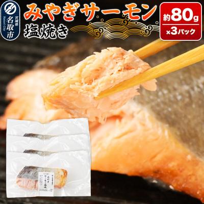 ふるさと納税 名取市 鮭 サーモン 漁亭浜や みやぎサーモン塩焼き 約80g×3パック|21_hmy-270301