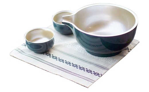 日本酒をより美味しく～越前漆器『酒器セット １組（瑠璃色・朱色）』 瑠璃色 [E-07702a]