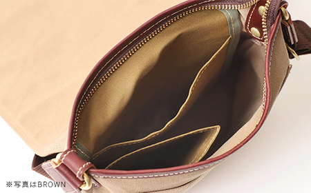 牛革かぶせ×帆布 ショルダーバッグM　キャメル　【12203-0374-4】
